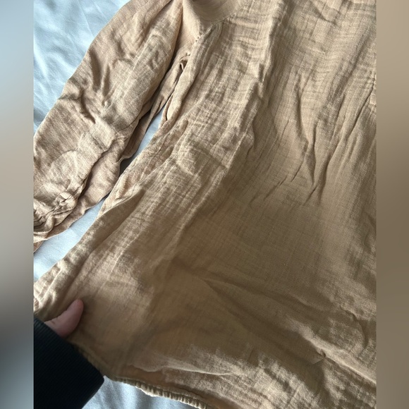 Old Navy Khaki Linen Blouse - Picture 3 of 8